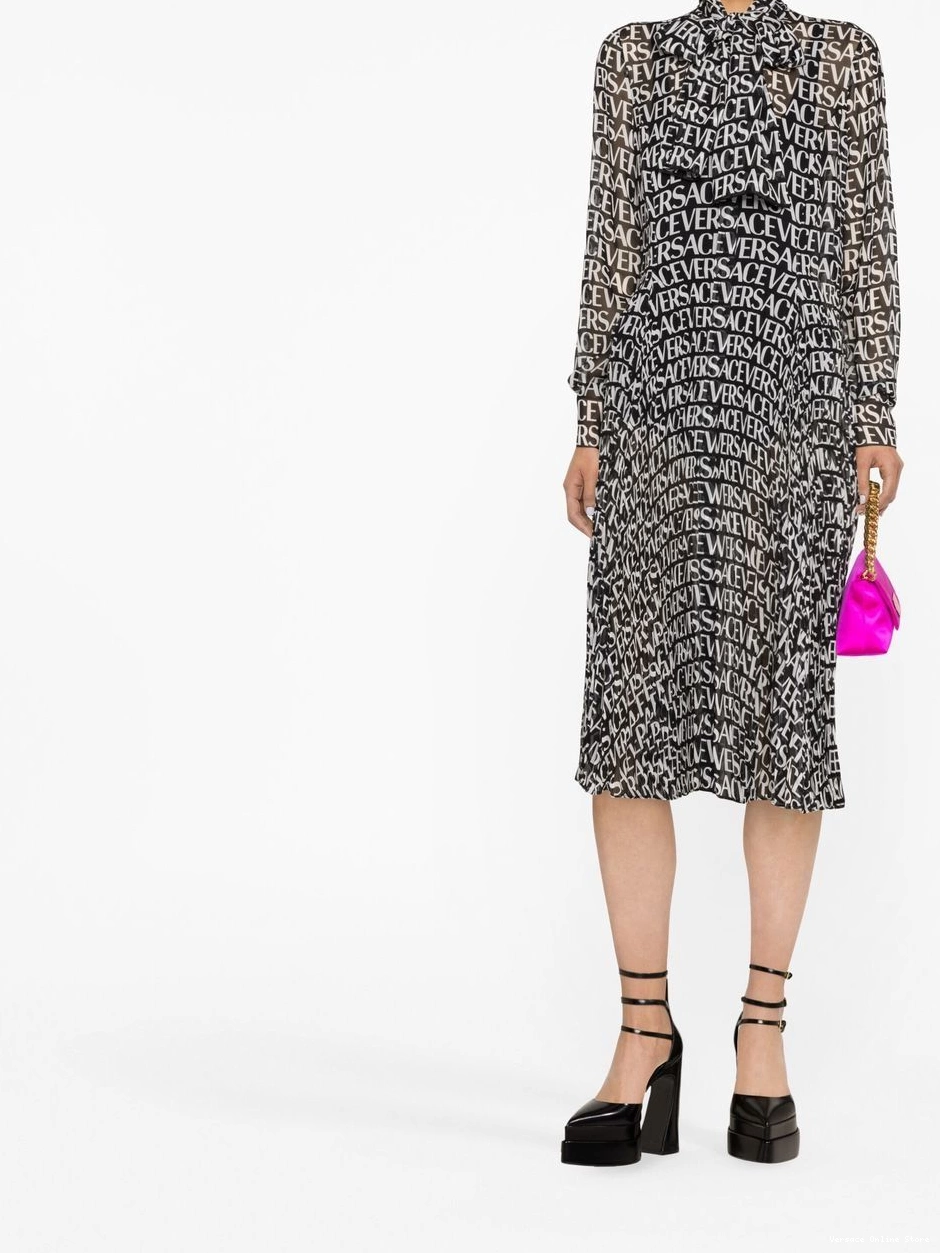 Affordable Women Versace silk shirtdress logo-print 0326